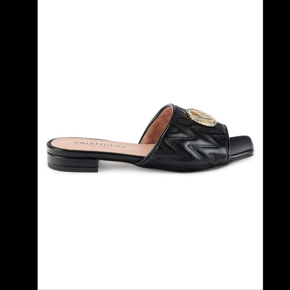 VALENTINO BY MARIO VALENTINO BLACK FLAT SANDALS